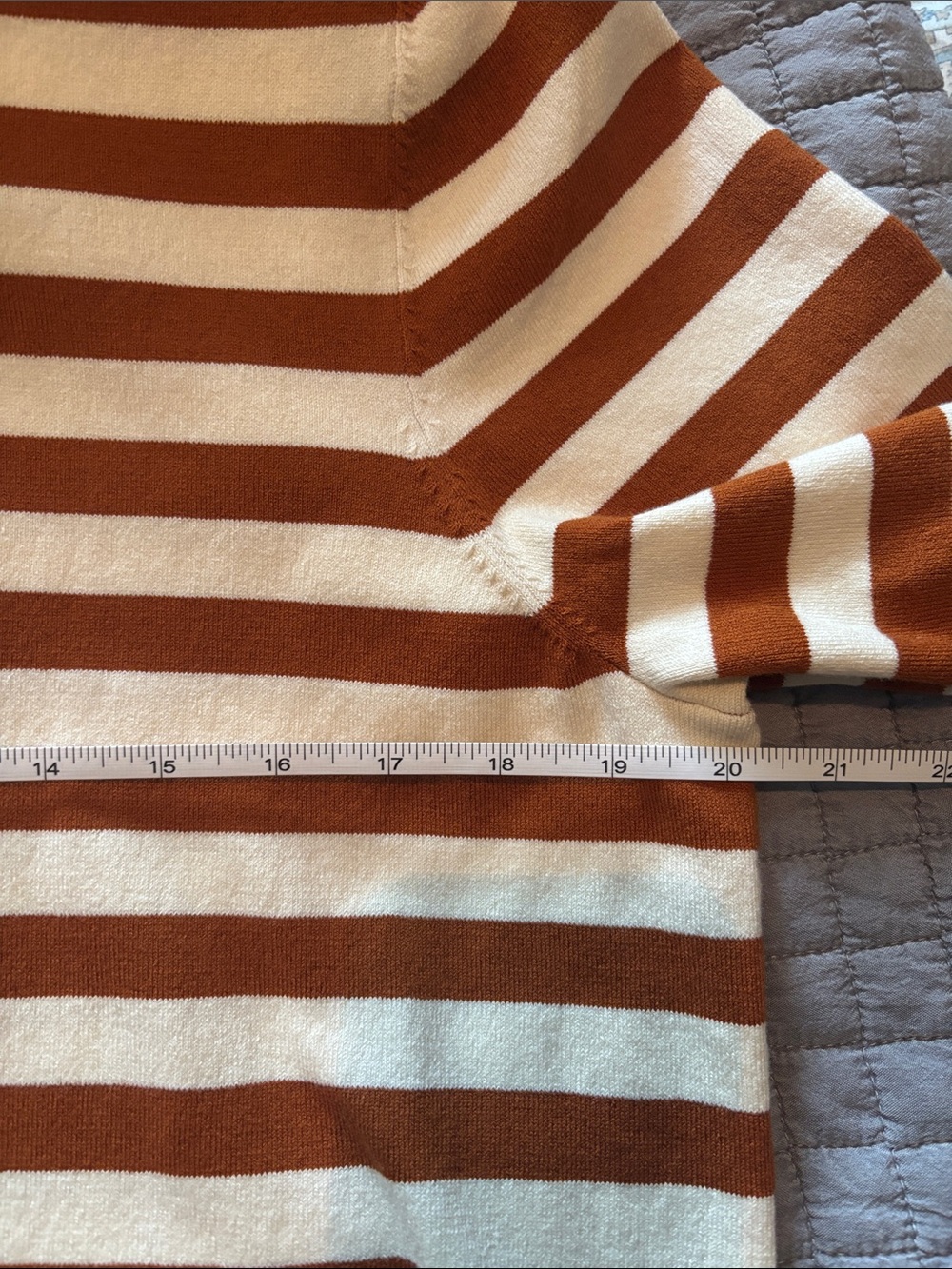 Boden Cream and Rust-Striped Short-Sleeve Crewneck Sweater - Picture 10 of 11